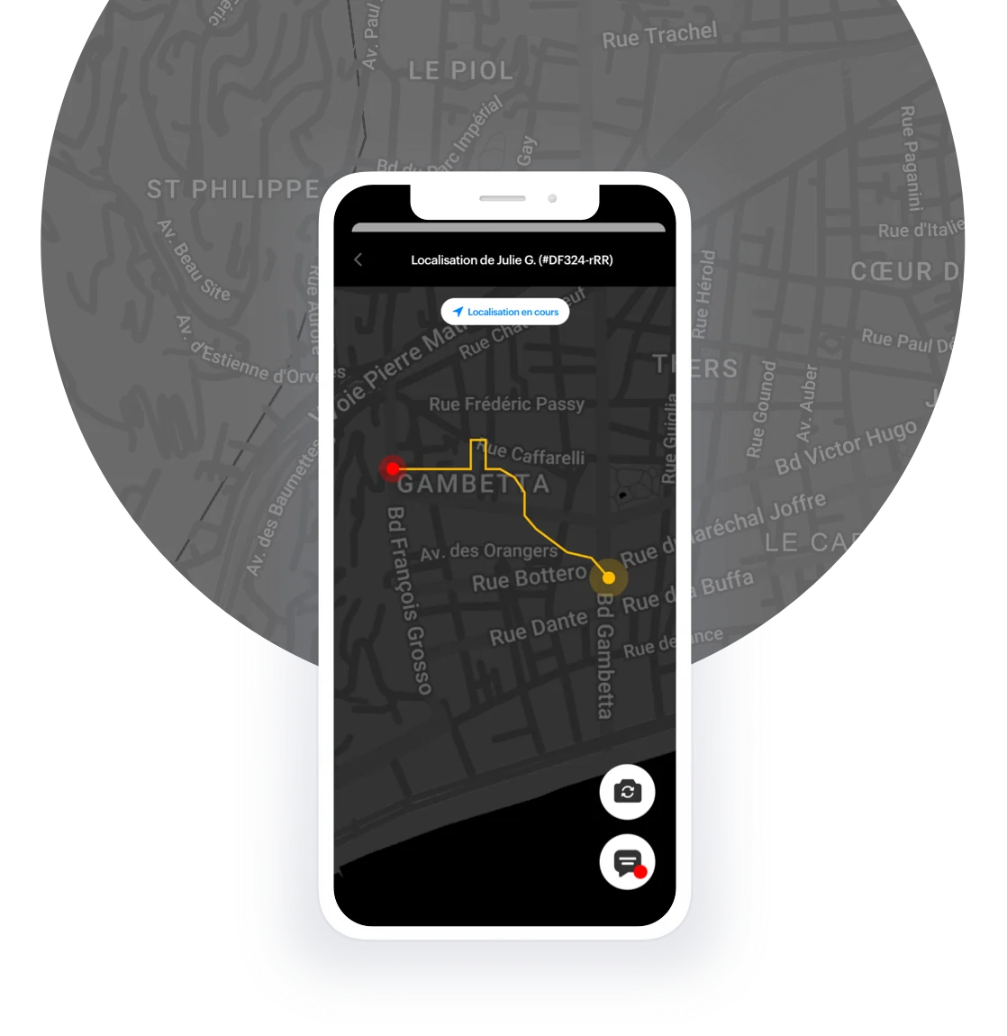 Suivi de la position en direct dans l'application